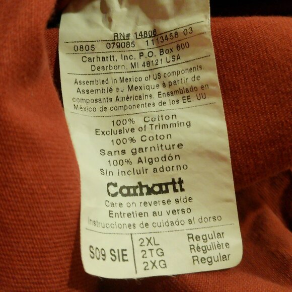 Vintage Carhartt Button Down Shirt Men's 2XL Rust Brown Long Sleeve Heavyweight - Picture 7 of 9